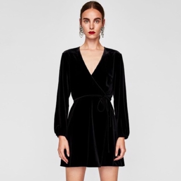 black wrap dress zara